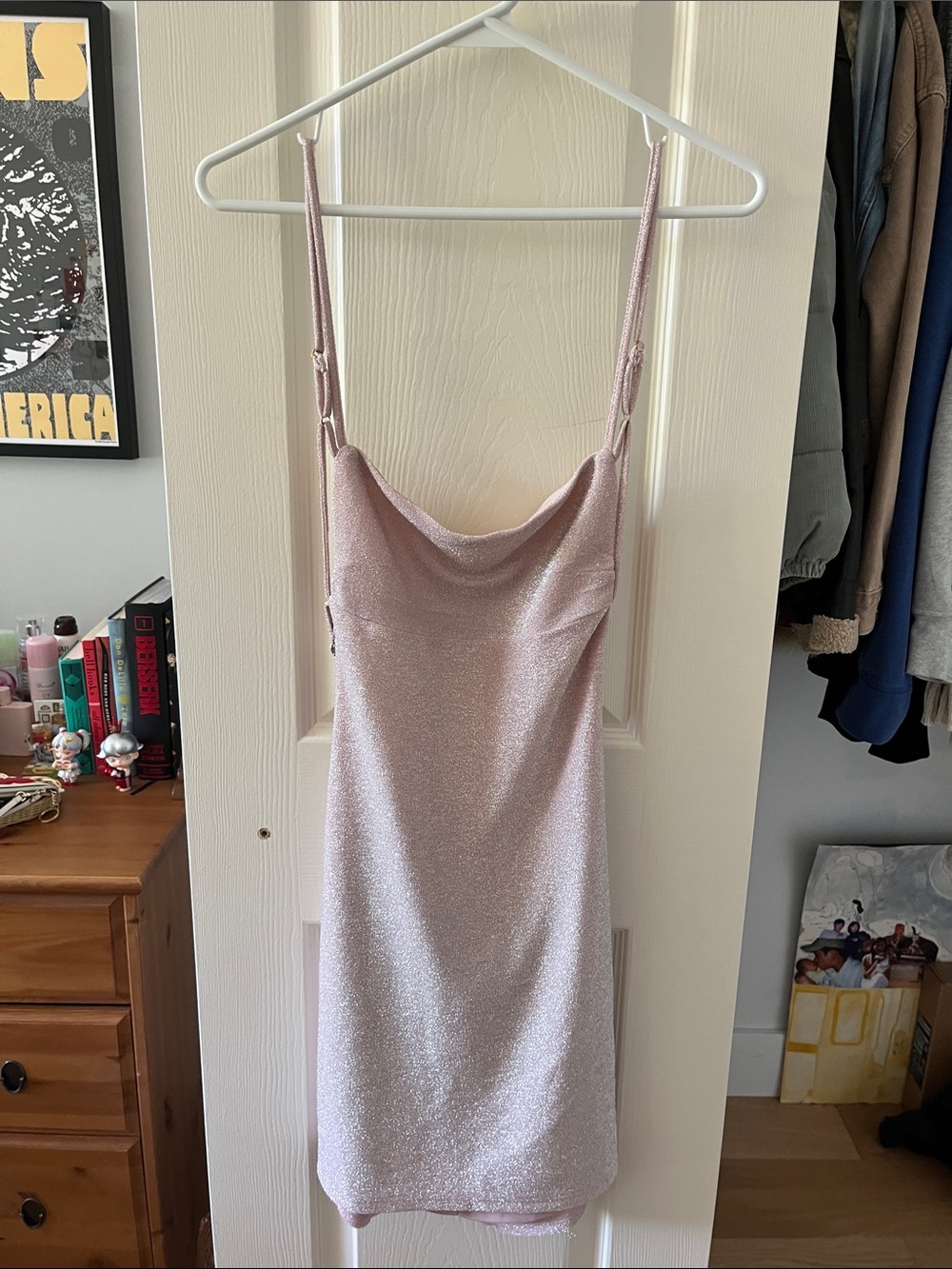Fashion Nova Shimmer Cowl Backless Slip Dress